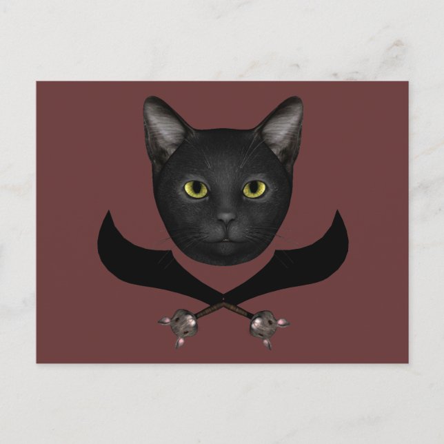 Carte Postale Pirate Drapeau Chat (Devant)