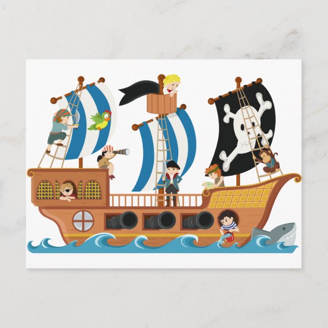 Carte Postale Pirate navire corsair (Devant)