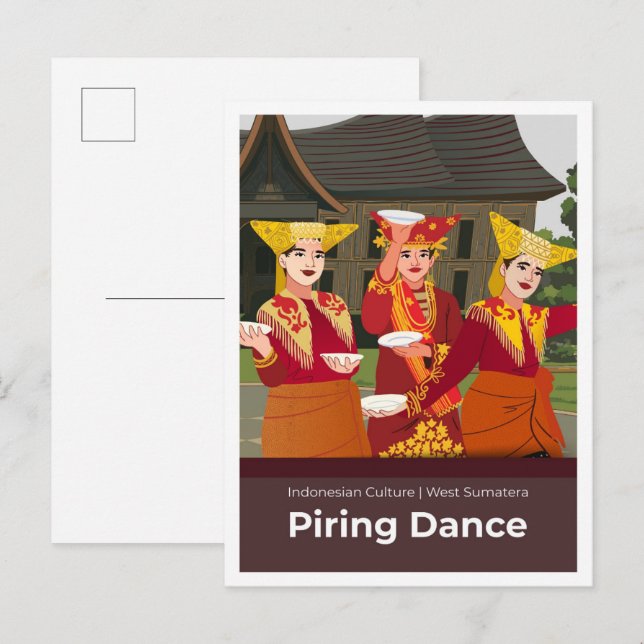 Carte Postale Piring Dance West Sumatra Indonesia Travel (Devant / Derrière)