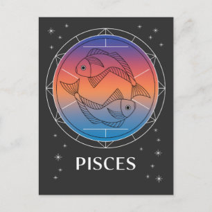 Carte Postale Pisces Dreams Colorful Celestial Pisces Zodiac