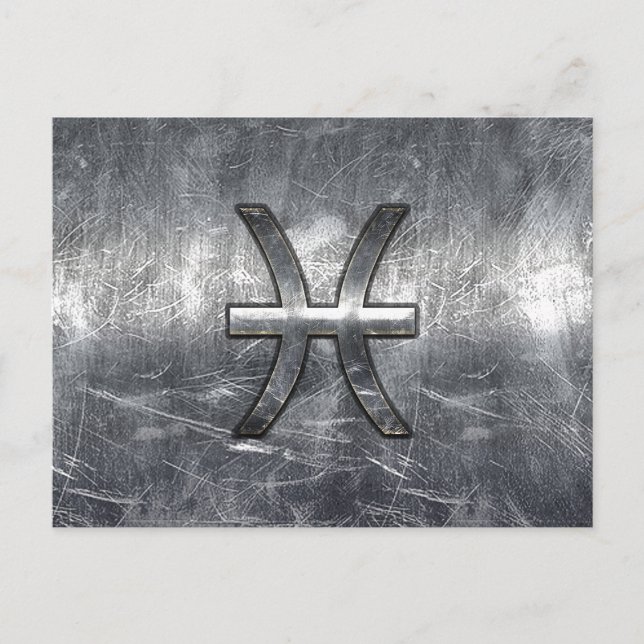 Carte Postale Pisces Zodiac Se connecter en grunge style acier (Devant)