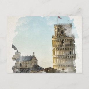 Carte Postale Pise Italie Aquarelle Art