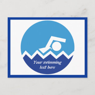 Carte Postale Pismming venin, swimmer on blue circle custom