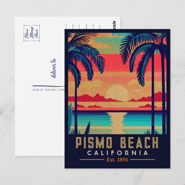 Carte Postale Pismo Beach California Sunset Souvenirs 1960 (Devant / Derrière)