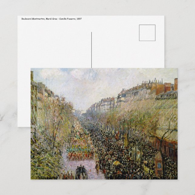 Carte Postale Pissarro - Boulevard Montmartre, Mardi Gras (Devant / Derrière)