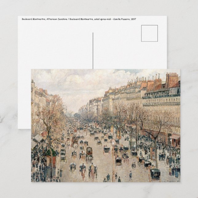 Carte Postale Pissarro - Boulevard Montmartre, Soleil d'après-mi (Devant / Derrière)