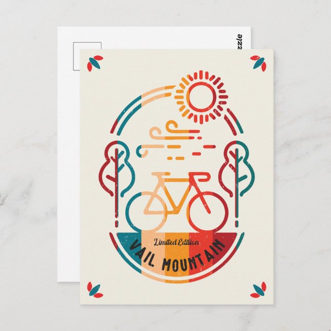 Carte Postale Piste cyclable Retro Vail Mountain. (Devant / Derrière)