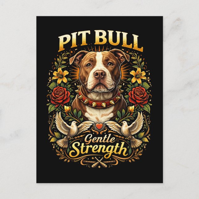 Carte Postale Pit Bull : Force Douce (Devant)