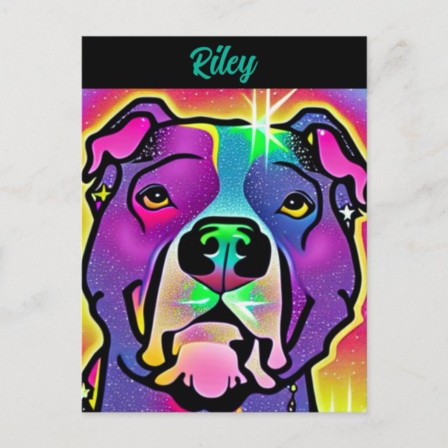 Carte Postale Pitbull Chien Pop Art Personnalisé (Devant)