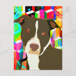Carte Postale Pitbull Portrait Pop Art