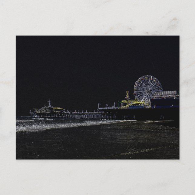 Carte Postale Pitch Black Neon Père Noël Monica Pier (Devant)