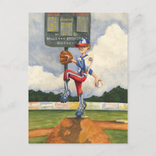 Carte Postale Pitcher de baseball sur Mound par Jay Throckmorton