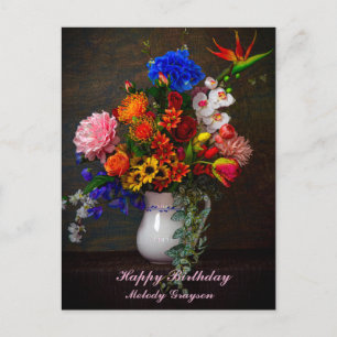 Carte Postale Pitcher floral encore vie Anniversaire personnalis
