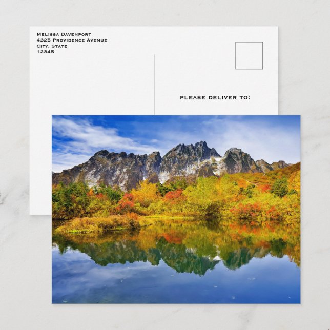 Carte Postale Pittoresque Country Mountains et le lac (Devant / Derrière)