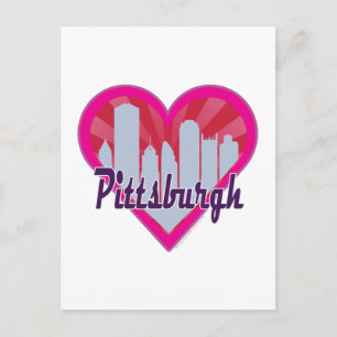 Carte Postale Pittsburgh Skyline Sunburst Heart