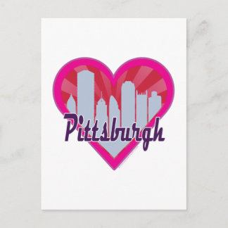 Carte Postale Pittsburgh Skyline Sunburst Heart