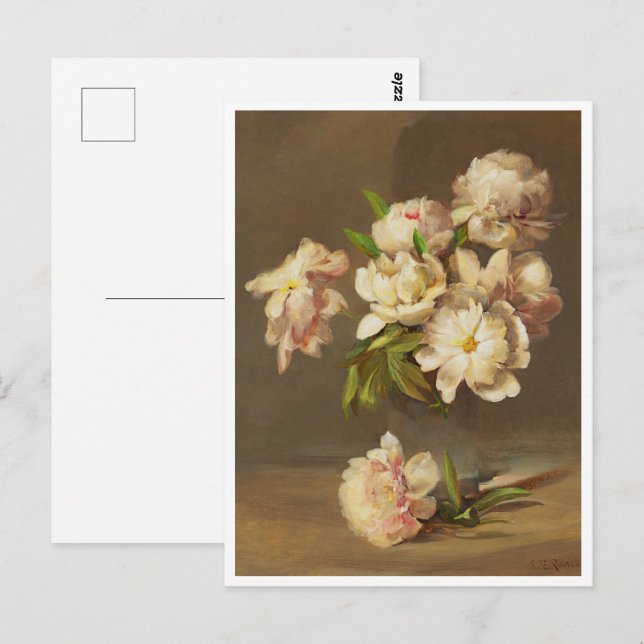 Carte Postale Pivoines dans un vase, Charles Ethan Porter  (Devant / Derrière)