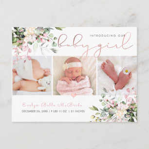 Carte Postale PixDezines Aquarelle Dusty rose Eucalyptus naissan