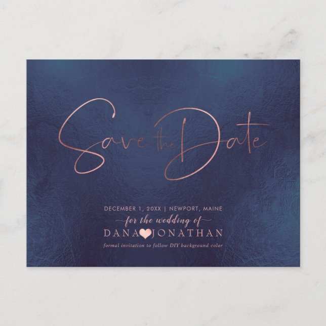 Carte Postale PixDezines Enregistrer la date/Rose Gold Iridescen (Devant)