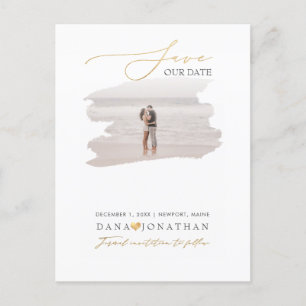Carte Postale PixDezines Faux Gold Enregistrer la date Luxe Scri