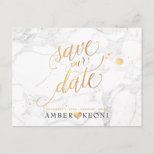 Carte Postale PixDezines Faux Gold/Marble/Save our Date (Devant)