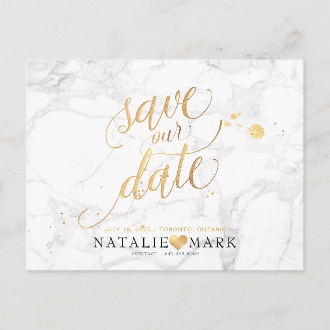 Carte Postale PixDezines Faux Gold/Marble/Save our Date (Devant)