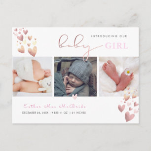 Carte postale PixDezines Faux Rose Gold Hearts