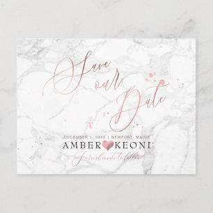 Carte Postale PixDezines Faux Rose Gold/Marbre/Enregistrer notre