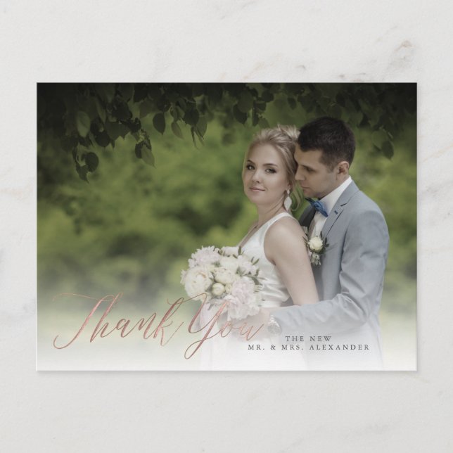 Carte Postale PixDezines Merci/Faux Rose Gold Calligraphy (Devant)