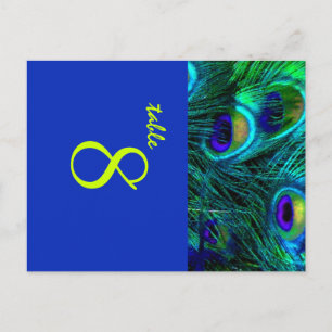 Carte Postale PixDezines Plume de paon/cobalt/fonts+color diy