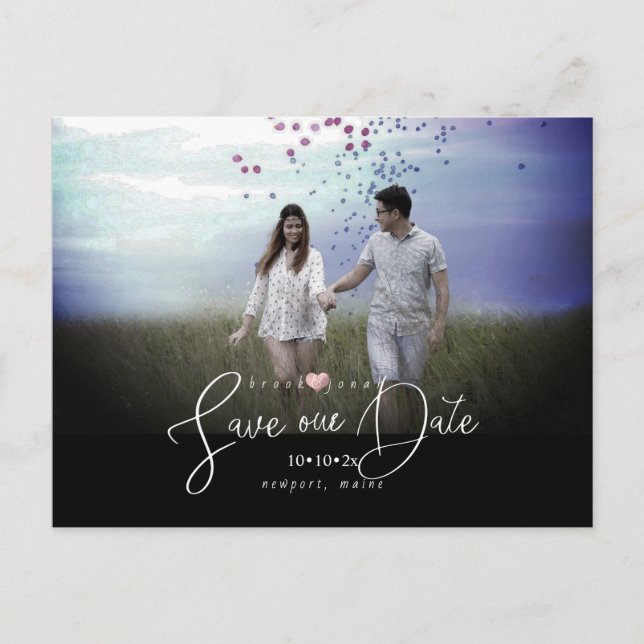 Carte Postale PixDezines Rose Gold Heart Économisez notre date (Devant)