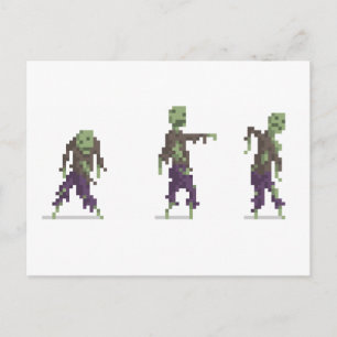 Carte postale Pixel 8 bits Zombie