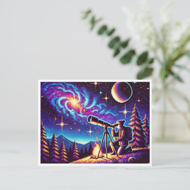 Carte postale Pixel Art du jour de l'astronomie (Debout devant)