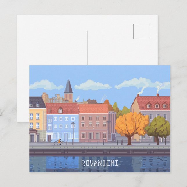 Carte Postale Pixel Art Rovaniemi Finlande (Devant / Derrière)