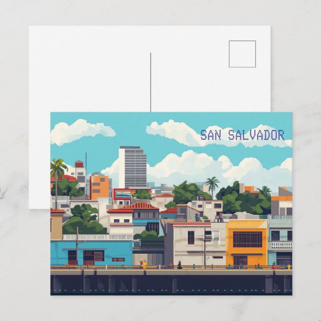 Carte Postale Pixel Art San Salvador El Salvador (Devant / Derrière)