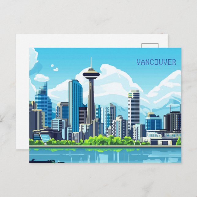Carte Postale Pixel Art Vancouver Canada (Devant / Derrière)