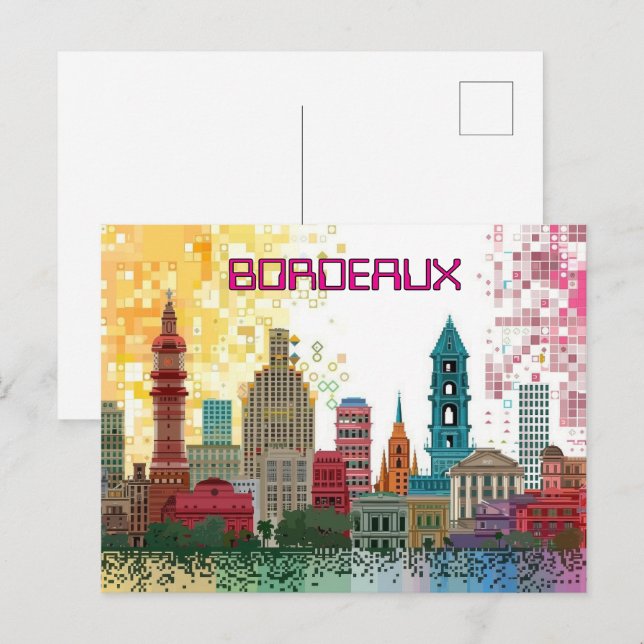 Carte Postale Pixellit 2D Game Art Bordeaux (Devant / Derrière)