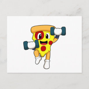 Carte Postale Pizza à Fitness avec Haltères
