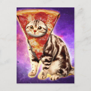 Carte Postale Pizza à tête de chat Kitty