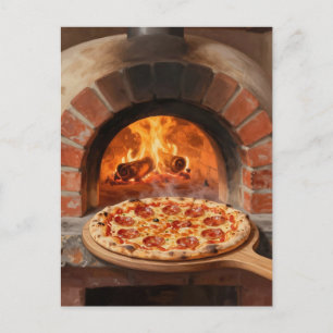 Carte Postale Pizza au Pepperoni Cuit au Feu de Bois Italien Rus