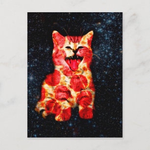 Carte Postale Pizza cat dans l'espace