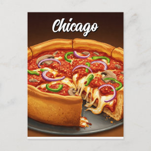 Carte Postale Pizza de Chicago Deep Dish