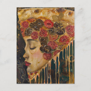 Carte Postale Pizza Face Klimt Abstrait