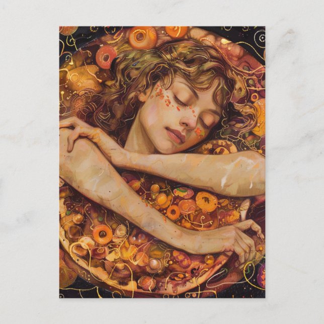 Carte Postale Pizza Love Faux Klimt (Devant)