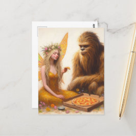 Carte Postale Pizza Sasquatch et la Fée