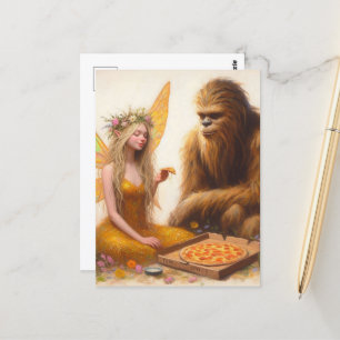 Carte Postale Pizza Sasquatch et la Fée