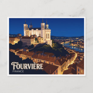 Carte Postale Place Bellecour la nuit Lyon France