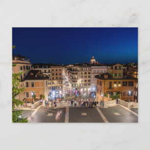 Carte Postale Place d'Espagne et Piazza di Spagna au crépuscule 