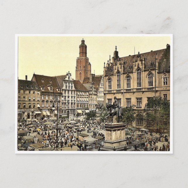 Carte Postale Place du marché, Breslau, Silésie, Allemagne (i.e. (Devant)