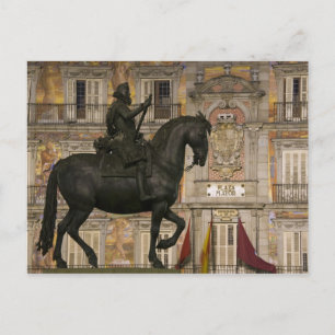 Carte Postale Place Majeure avec statue de Philippe III, Madrid,